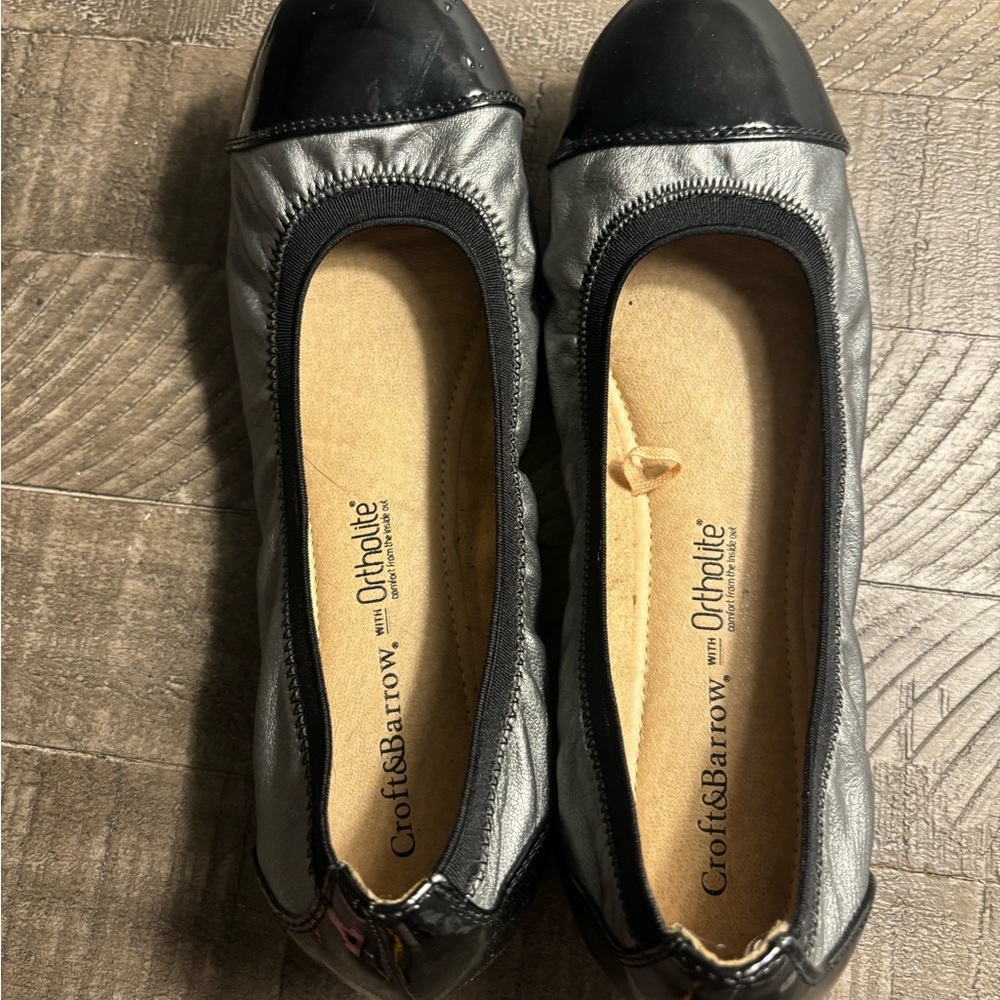 Croft & Barrow Women's Silver and Black Girly Bohemian Business Ballet Flats